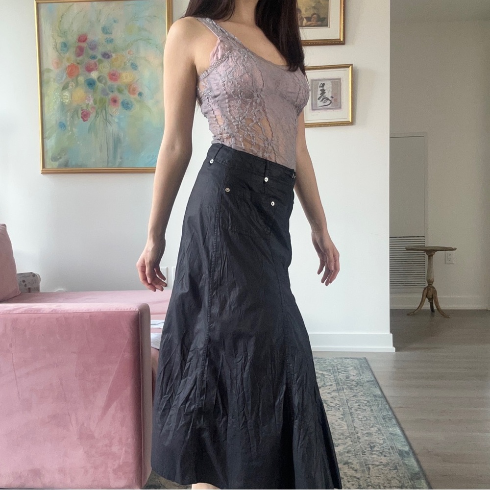 Grunge Black Studded Maxi Skirt - Picture 4 of 5